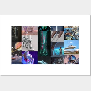 futuristic aesthetic collage Posters and Art